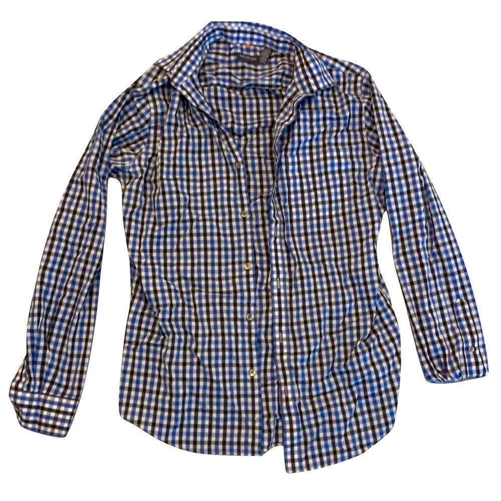 Van Heusen Men’s Size Small 14-14.5 Plaid Collared Button-Down Dress Shirt